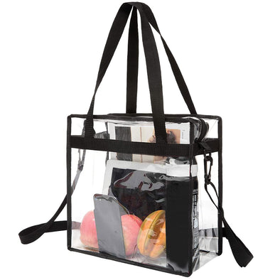 BAGAIL Clear Tote Bag with Zipper, Adjustable Crossbody Bag