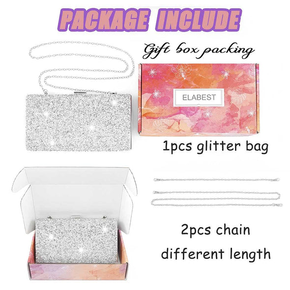 ELABEST Glitter Evening Clutch Bag, Double Sided Diamond Crossbody Bag