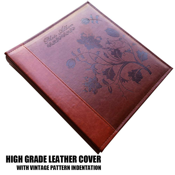 TOTOCAN Vintage Leather  Photo Album, Holds 600 Photos, Red Brown