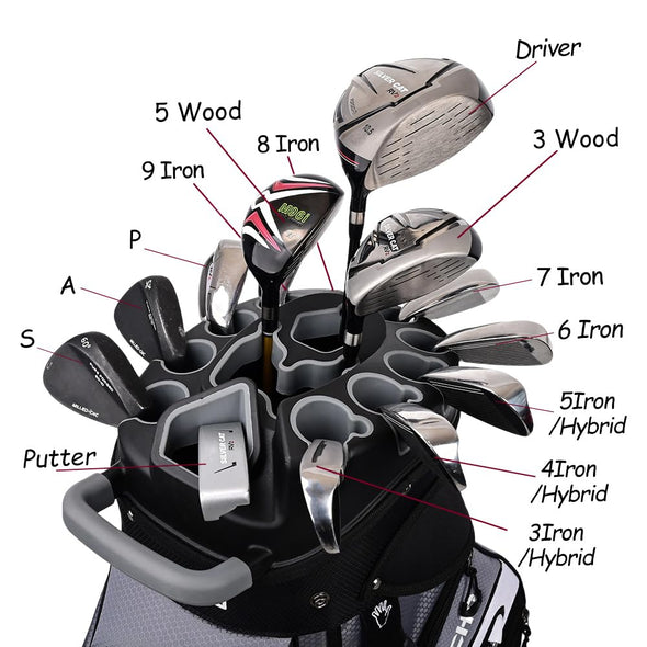 ASK ECHO T-Lock Golf Cart Bag with 14 Way Organizer Divider Top, Premium Cart Bag with Handles and Rain Cover for Men (Grey)