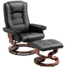 AVAWING Adjustable Recliner Chair with Ottoman & Footrest, 360° Swivel PU Leather Reclining Chair Black