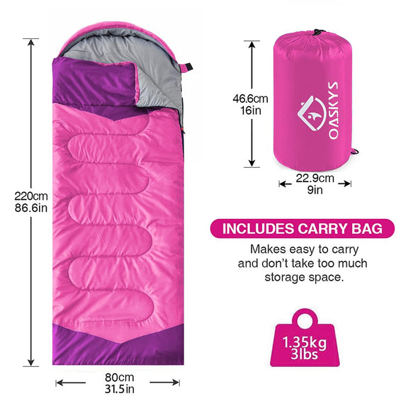 oaskys Sleeping Bag Summer Spring Fall 3 Season Camping Gear for Outdoors Traveling