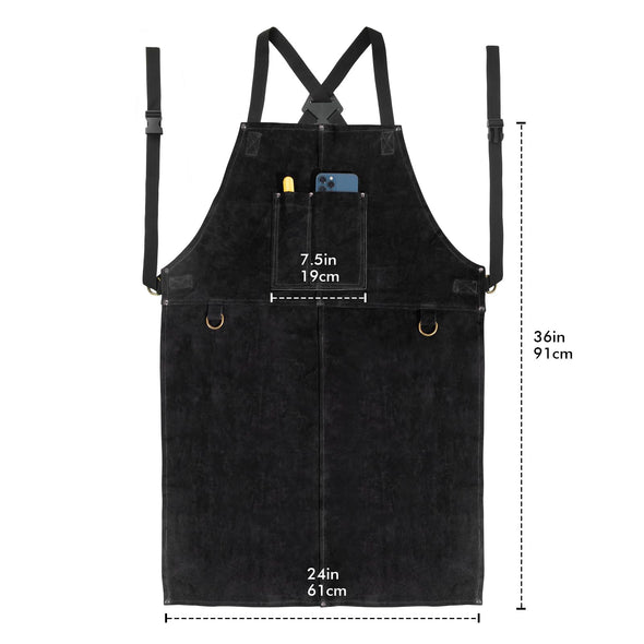 LeaSeek Cowhide Welding Work Apron, Heat Resistant & Flame Resistant adjustable Apron