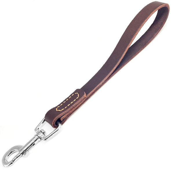 HONGSAGE Leather Short Dog Lead with Heavy Duty Metal Hook for Big Large Medium Dogs