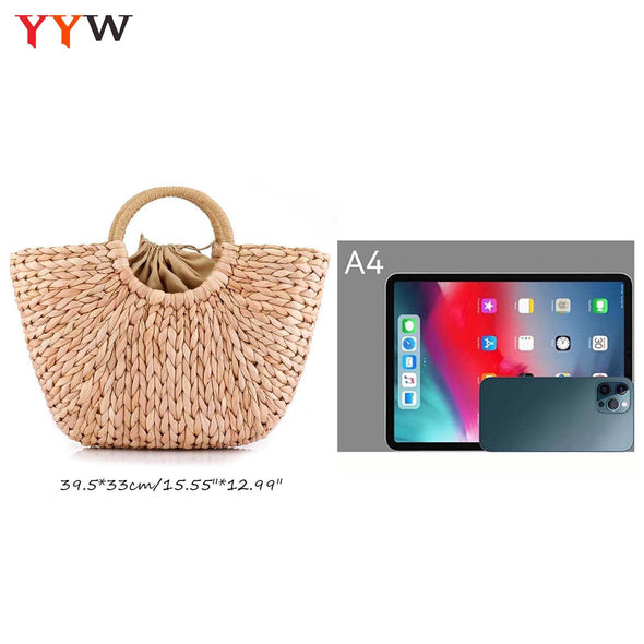 YYW Summer Straw woven Handbag, Beach Sea Straw Rattan Tote Bags