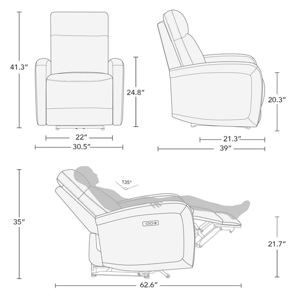 Watson & Whitely Faux Leather Power Recliner Chairs With Power Headrest Type-C Charger