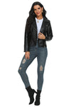 Fahsyee Leather Jacket for Women, Motocycle Biker Coat