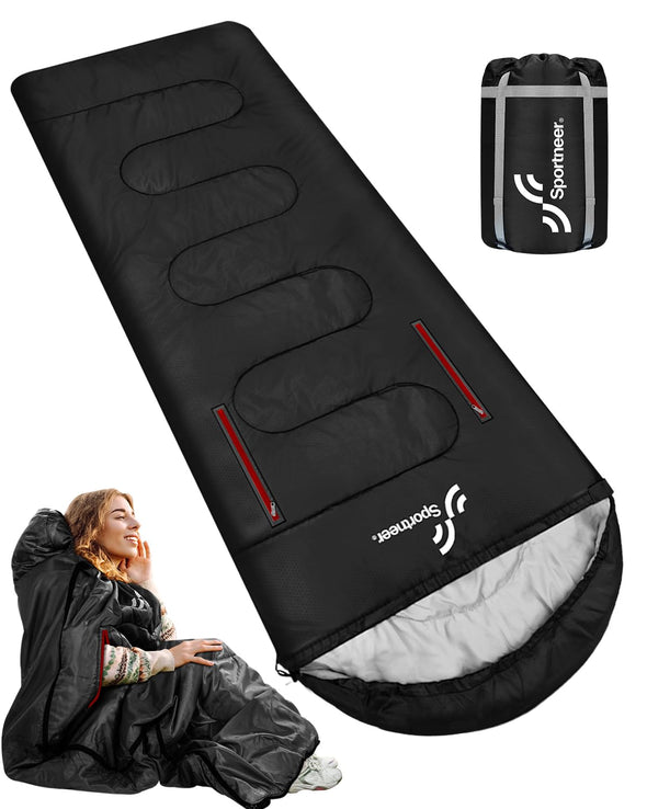 Sportneer Wearable Sleeping Bag with Arm Zipper Holes & Compression Sack