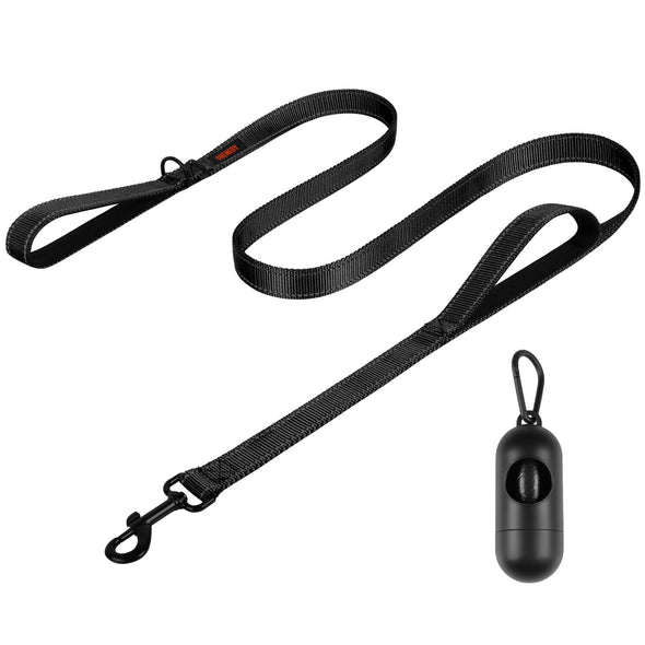 CHENEDY Heavy Duty Double Handle Dog Leash, Reflective Training Lead - 6FTBlack