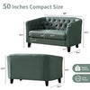 Husbedom 50 Inches Loveseat, Small Air Leather Couch for Small Spaces, Mini Sofa with Button Tufted Décor for Bedroom, Love Seats Furniture, Living Room, Bedroom, Apartment, Dorm, Grey Green