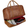 BAOSHA Leather Duffel Bag, Weekend Travel Bag With Shoe Compartment