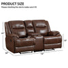 EBELLO Genuine Leather Manual Loveseat Recliner, Reclining Sofa Chair with Cup Holder, Hidden Storage, Couch Set for Living Room, Bedroom Furniture,Meeting Room, Brown (Loveseat)