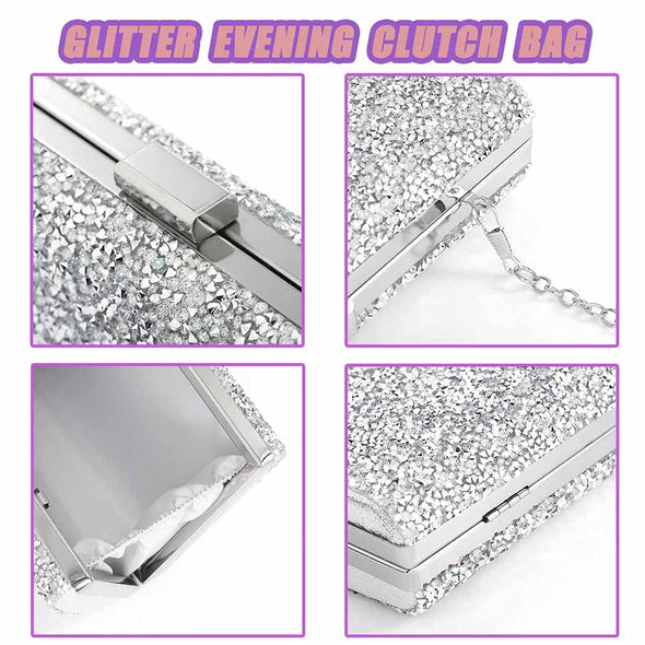 ELABEST Glitter Evening Clutch Bag, Double Sided Diamond Crossbody Bag