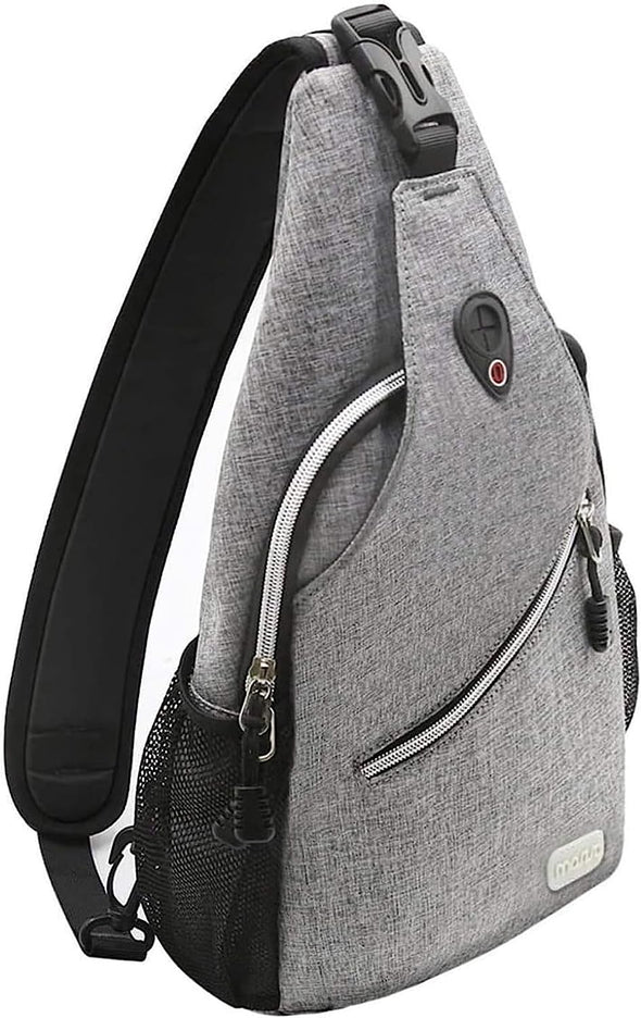 Sling Backpack, Multipurpose Crossbody Shoulder Bag Travel Hiking Daypack, Gray, Medium