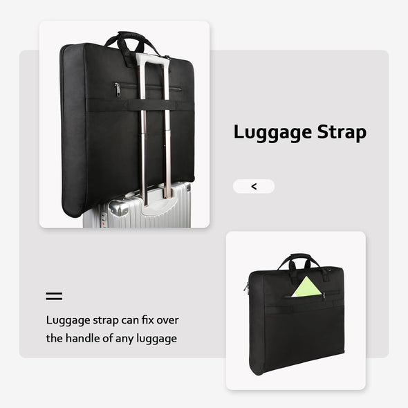 Garment Bag for Travel, Large Carry on Garment Bags with Strap for Business, Waterproof Hanging Suit Luggage Bag for Men Women, Wrinkle Free Suitcase Cover for Shirts Dresses Coats, Black