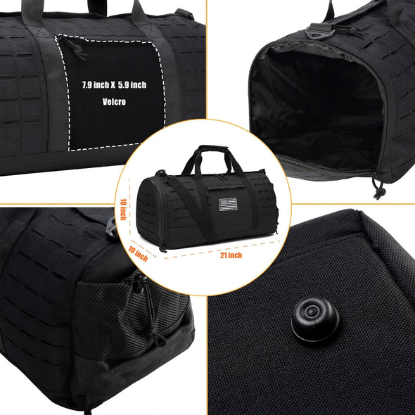 40L Military Tactical Duffle Bag for Men Sport Gym Fitness Tote Travel Training Workout with Shoe Compartment Basketball Football Weekender