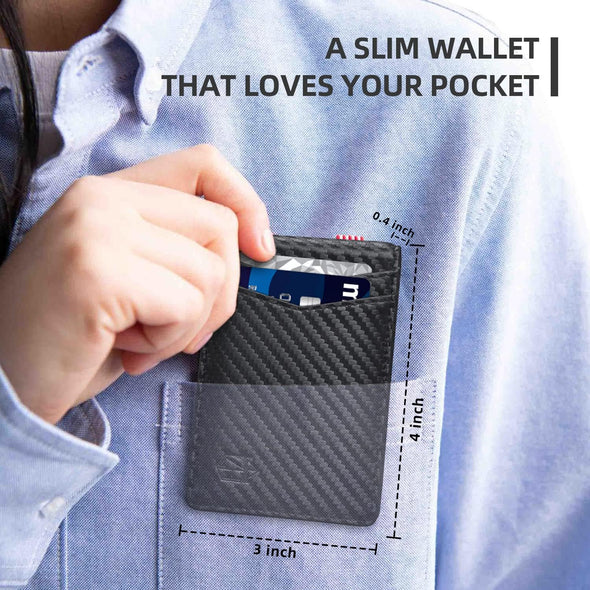 Wallet for Men-6 Slots ID Window-Mens Wallets-Slim Wallet Classic Spring Money Clip RFID Blocking-Gift for Men