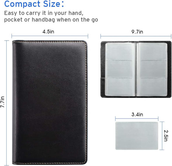 Leather Professional Business Card Book Holder Organizer, 240 Card Capacity PU Name Card Credit Cards Booklet (Black)