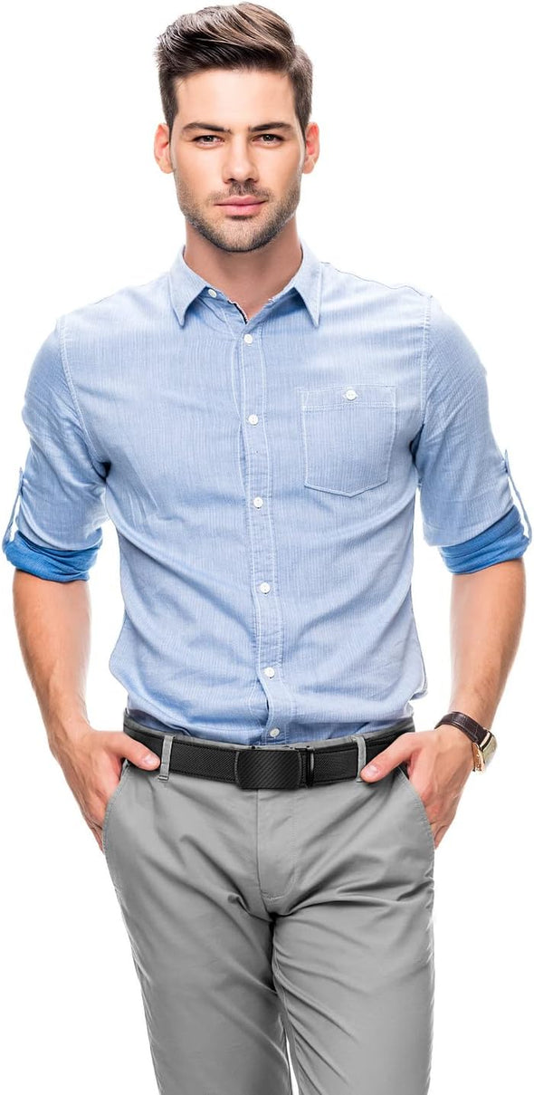 Belt Men, Ratchet Belt Dress with 1 3/8" Premium Leather,Slide Belt with Easier Adjustable Automatic Buckle