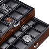 Watch Box, 20 Slots Watch Case for Men - Luxury Watch Organizer with Glass Top,Smooth Faux Leather Interior, Brown SSH04Y