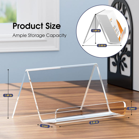 Maxgear Acrylic Business Card Holder for Desk, Multiple Premium Business Card Stand for Workspace, Clear Plastic Name Cards Display Holder for Exhibition, Home and Office, Capacity: 50 Cards, 3 Pack