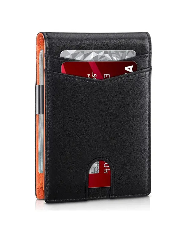 Men'S Spring Casual Plain Plaid Textured Pu Leather Wallet, Summer Multi Card Slot Card Holder for Father & Boyfriend, Minimalist Plain Wallet for Daily Used & Work