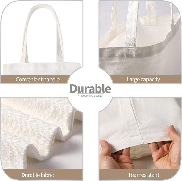 20 Pieces Sublimation Tote Bags Sublimation Blank Canvas Tote Bags Grocery Bags for Decorating DIY Crafting White