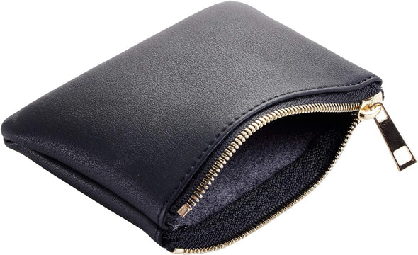 Vegan Leather Coin Purse Pouch Change Purse with Zipper for Men Women