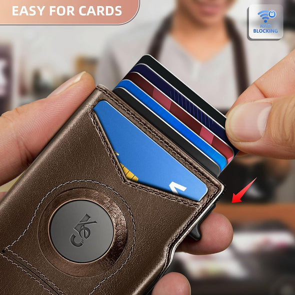 Airtag Wallet Men Gift,Mens Slim Front Pocket Wallet Money Clip Standard or Apple Airtag Use 3.8"×2.8"×0.9"