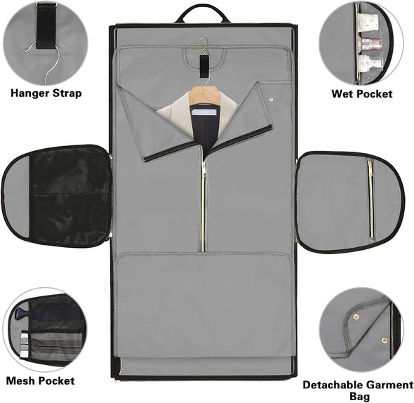 Garment Bags for Travel, Convertible Garment Bag with Detachable Hanging Suit Bag, Carry on Travel Duffel Bag with Shoulder and Backpack Straps, Luggage Dress Bag with 2 Shoes Cover, Men,Women