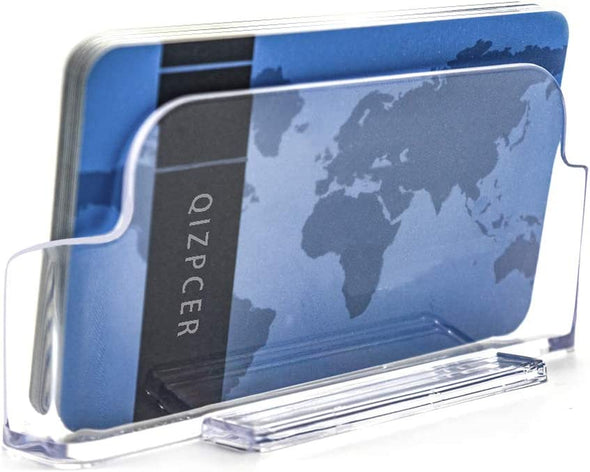 4 Pack Clear Plastic Business Card Holder,Acrylic Business Card Display for Desk Business Card Stand