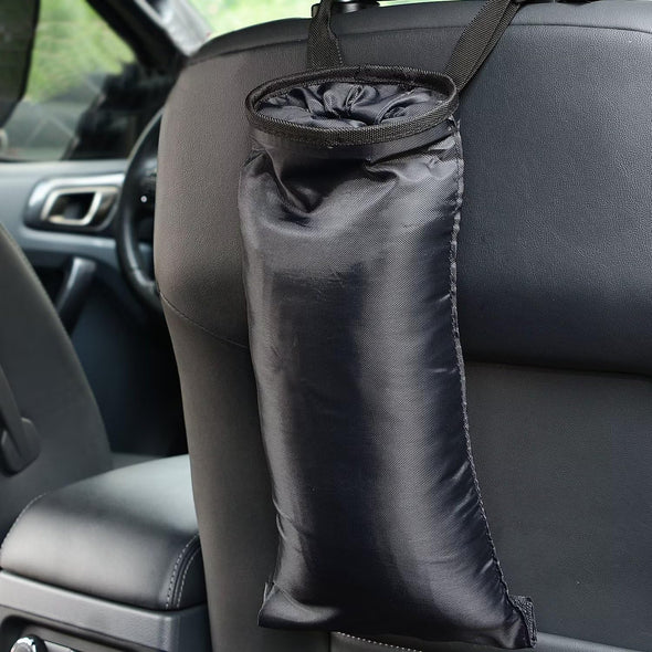 Universal Car Garbage Bag Back Seat Headrest Litter Trash Garbage Can (Black)