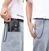 Mens Wallet with Chain Genuine Leather Purse RFID Blocking Bifold Double Zipper Coin Pocket with Anti-Theft Chain