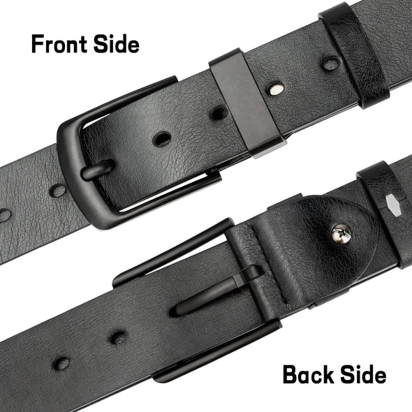 Mens Casual Dress Belt, Mens Leather Belt, PU Leather Belt Men, Black Waist Belt