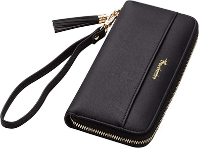 Womens Wallet Tassel Bifold Ladies Cluth Wristlet Wrist Strap Long Purse