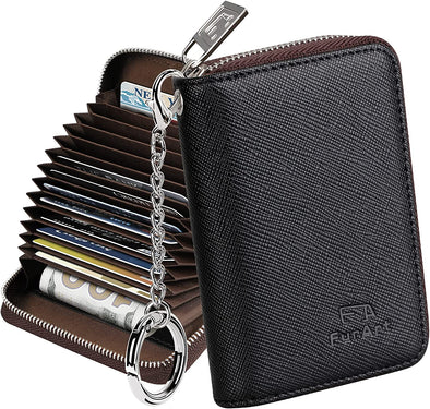 Credit Card Wallet, Zipper Card Cases Holder for Men Women, RFID Blocking, Keychain Wallet, Compact Size