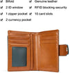 Women Leather Wallet RFID Blocking Small Bifold Zipper Pocket Wallet Card Case Purse with ID Window