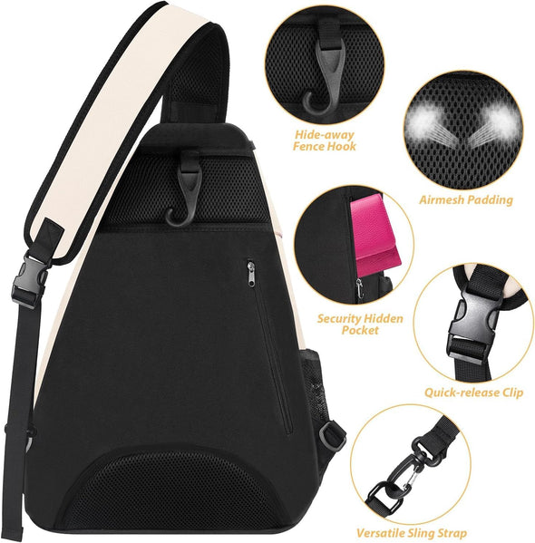 Tennis Bag, Tennis Sling Backpack Crossbody Water Resistant for Men Women, Compatible for Pickleball Tennis Badminton Rackets