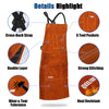 QeeLink Cowhide Welding Work Apron with 6 Tool Pockets, 24" x 36", Adjustable M-XXXL