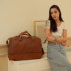 BAOSHA Leather Duffel Bag, Weekend Travel Bag With Shoe Compartment