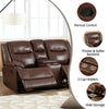 EBELLO Genuine Leather Manual Loveseat Recliner, Reclining Sofa Chair with Cup Holder, Hidden Storage, Couch Set for Living Room, Bedroom Furniture,Meeting Room, Brown (Loveseat)