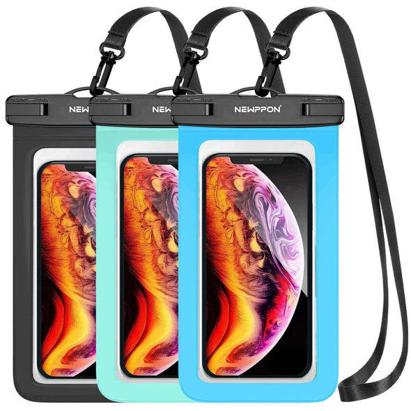 newppon 3 Pack Waterproof Cell Phone Pouch with Case Lanyard  for Beach Swimming