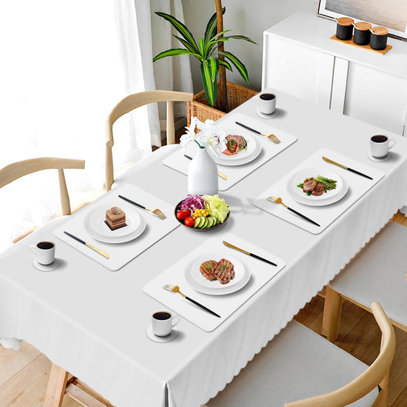 APLKER Vinyl Placemats Set of 6, Heat Resistant Waterproof Faux Leather Place Mats & Coasters