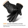 OZERO Winter Warm Gloves for Men, Nappa Leather Wool Touch screen Glove