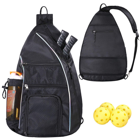 LLYWCM Pickleball Bag for Women & Men, Pickleball Sling Bag(Black)