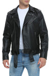 Fahsyee Mens Leather Jackets, Faux Bomber Jacket for Men, Motorcycle Zip-Up Biker Coat