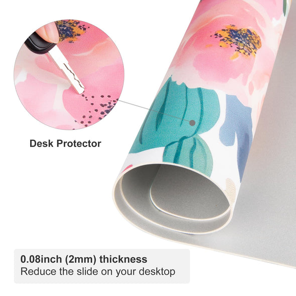 Colorful Star Pink Desk Pad, PU Leather Mousepad, 31.5" x 15.7"