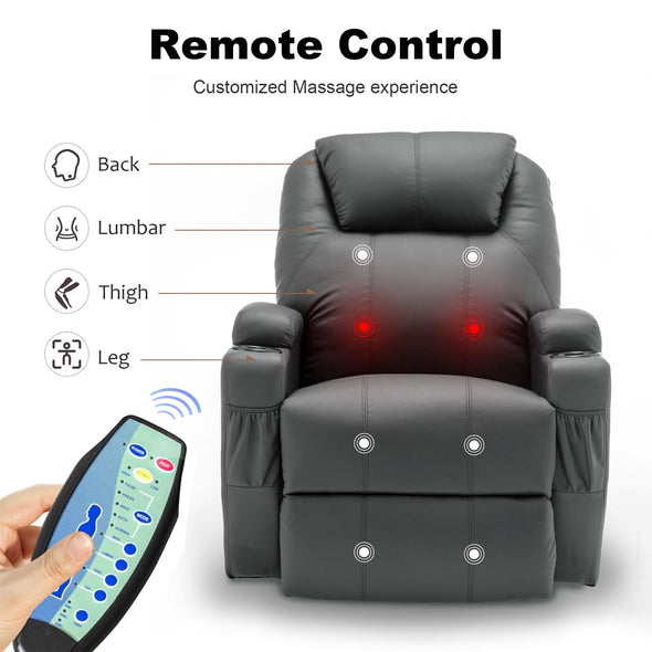 Korser Manual Swivel Recliner Chair with Massage and Heat, Remote Control and Cup Holder