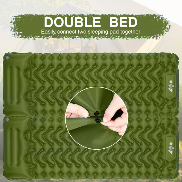 MOXILS Ultralight Inflatable Sleeping Pad for Camping, Built-in Inflatable Pump, Green