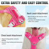 BARKBAY No Pull Reflective Dog Harness with Front Clip Easy Control Handle & ID tag Pocketfor -Pink,L